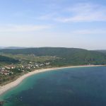 Foto: "Vista aérea de la Playa Langosteira en Fisterra" de Sergio Díaz